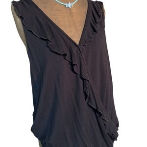 Comfortable Black Ruffle Wrap Blouse